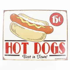B. J. Schonberg Vintage Style "15 Cent Hot Dogs" Tin Sign Wall Decor 16" x 12.5"