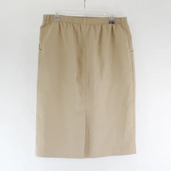 Alfred Dunner Beige Elastic Waist Midi Pencil Skirt Women's Size 10
