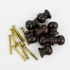 Set of 8 Dark Brown Wooden Cabinet Drawer Pulls