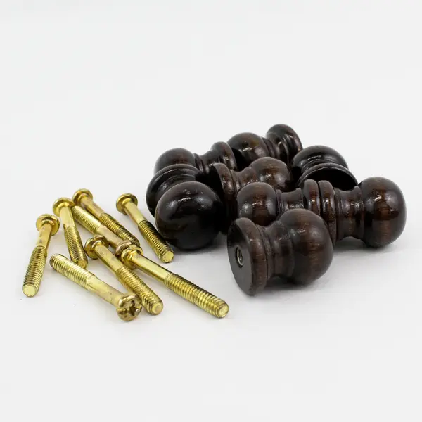 Set of 8 Dark Brown Wooden Cabinet Drawer Pulls