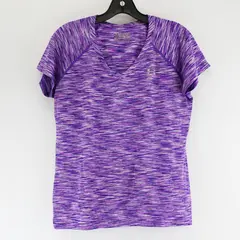 Under Armour Semi-Fitted Purple V-Neck Athletic T-Shirt Women's Medium