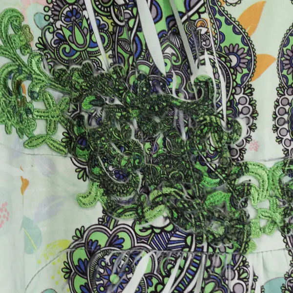 One World Live and Let Live Floral Print Green Knee-Length Dress Women's Medium