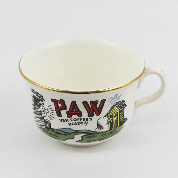 Vintage PAW YER COFFEE'S READY Coffee Cup Mug