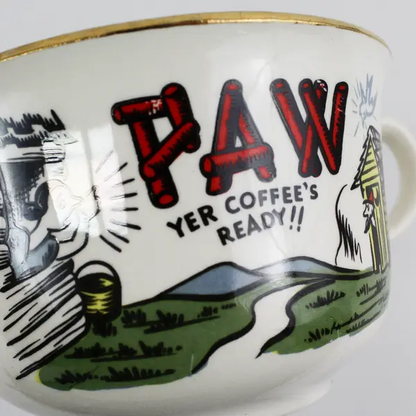 Vintage PAW YER COFFEE'S READY Coffee Cup Mug