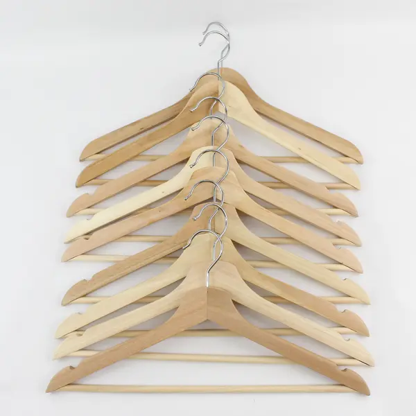 Lot of 9 Standard Adult Size Wooden Hangers Pant Suit Clothes Closet 