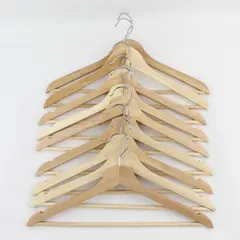 Lot of 9 Standard Adult Size Wooden Hangers Pant Suit Clothes Closet 