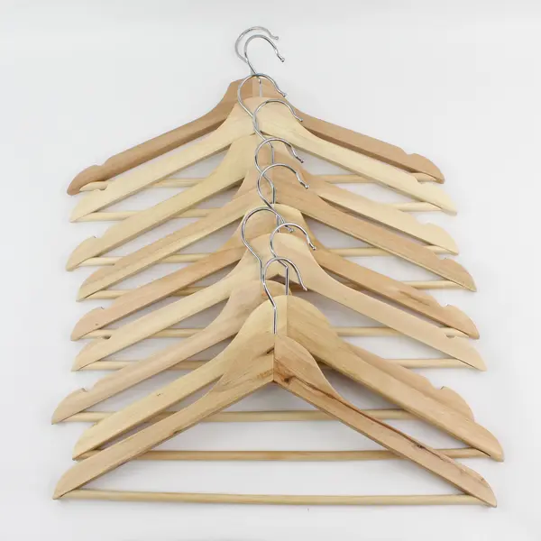 Lot of 9 Standard Adult Size Wooden Hangers Pant Suit Clothes Closet 