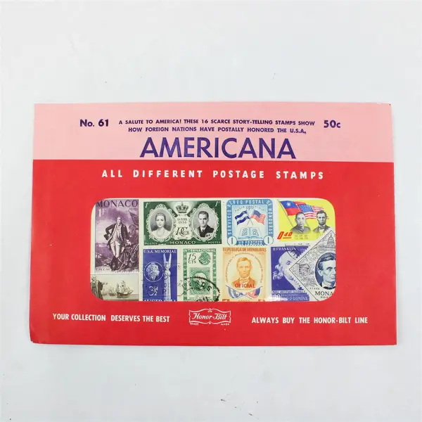 Vintage Honor-Bilt Americana 16 Stamp Packet #61