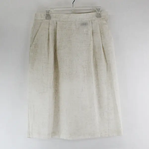 VTG Sag Harbor Off-White Pleated Midi Pencil Skirt Women's Size 16