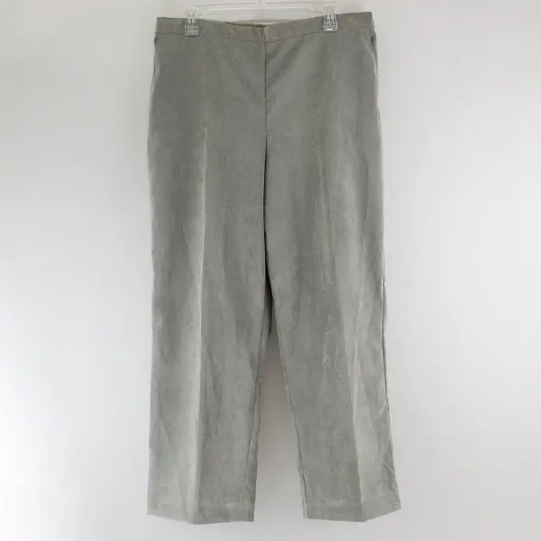 NWT Alfred Dunner Light Gray Straight-Leg Pull-On Pants Women's Size 16