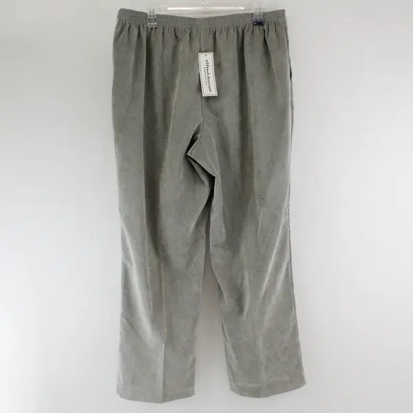 NWT Alfred Dunner Light Gray Straight-Leg Pull-On Pants Women's Size 16