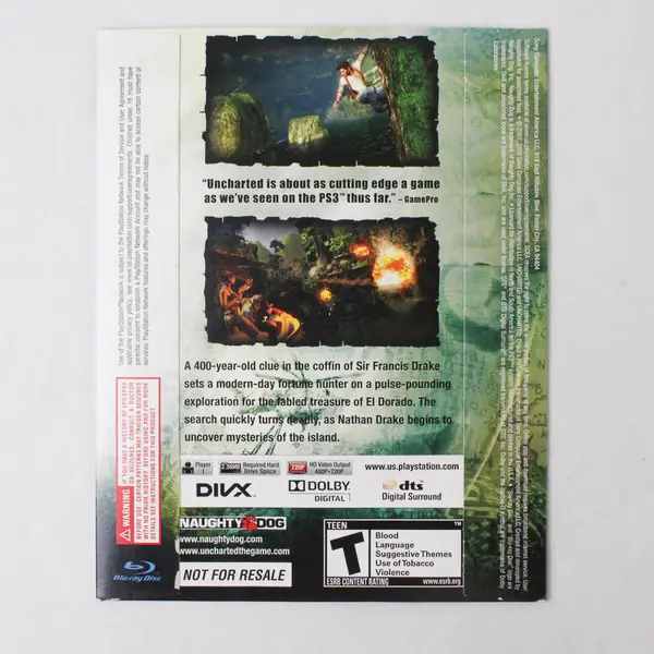 Uncharted Drake's Fortune Greatest Hits PS3 NFR Untested