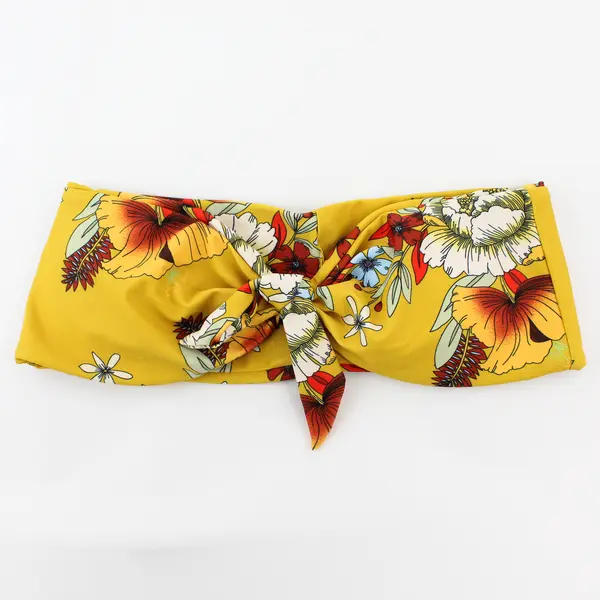 Zaful 2 Pc Yellow Floral Print Strapless Bikini Women's Medium 6