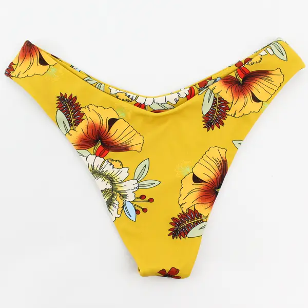 Zaful 2 Pc Yellow Floral Print Strapless Bikini Women's Medium 6