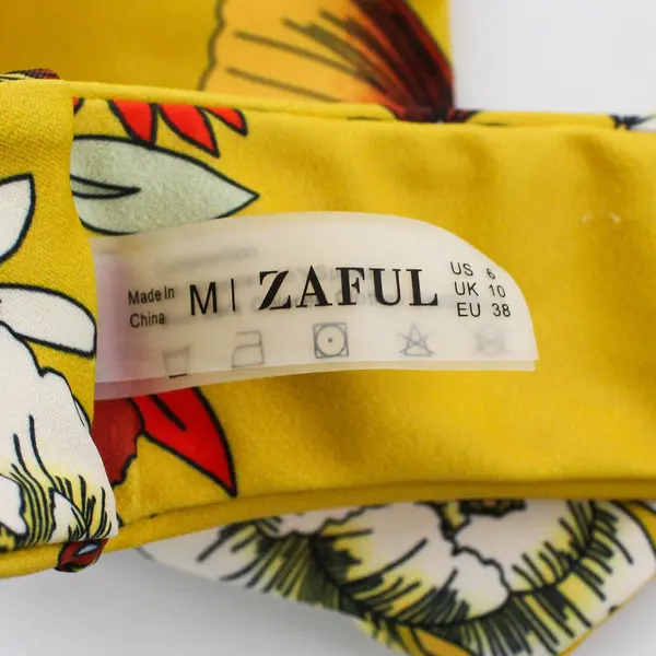 Zaful 2 Pc Yellow Floral Print Strapless Bikini Women's Medium 6