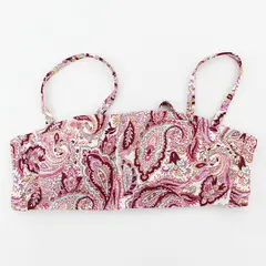 Shade & Shore Pink Paisley Pattern Spaghetti Strap Bikini Top Women's Medium