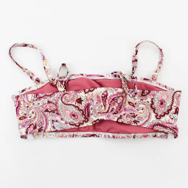 Shade & Shore Pink Paisley Pattern Spaghetti Strap Bikini Top Women's Medium