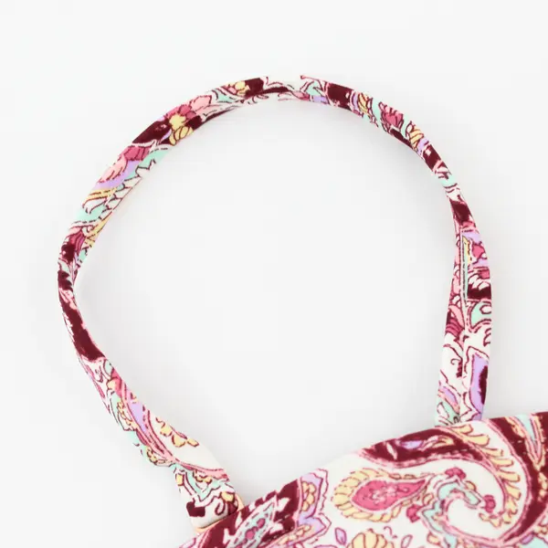 Shade & Shore Pink Paisley Pattern Spaghetti Strap Bikini Top Women's Medium