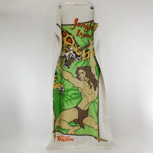 Vintage 90s Disney Tarzan Jungle Legend Beach Towel 28" x 52" Flawed