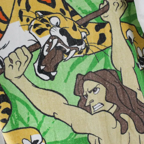 Vintage 90s Disney Tarzan Jungle Legend Beach Towel 28" x 52" Flawed