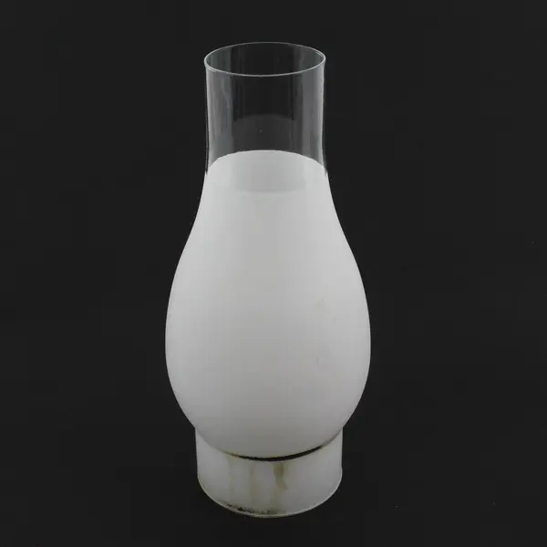 Lot of 2 Frosted glass Oil Lamp Chimneys 9 Inch