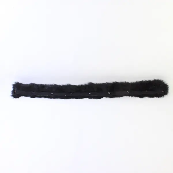 Vintage Black Faux Fur Collar Snap-On/Detachable Coat Collar - 32"Lx3"W