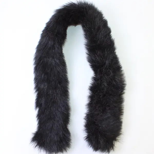 Vintage Black Faux Fur Collar Snap-On/Detachable Coat Collar - 32"Lx3"W