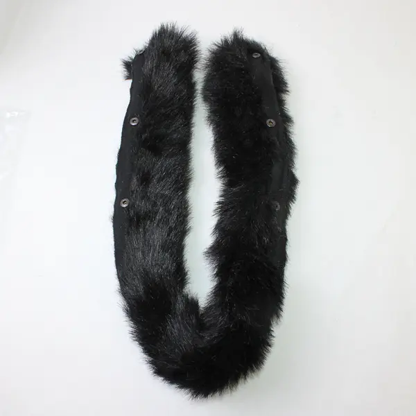 Vintage Black Faux Fur Collar Snap-On/Detachable Coat Collar - 32"Lx3"W