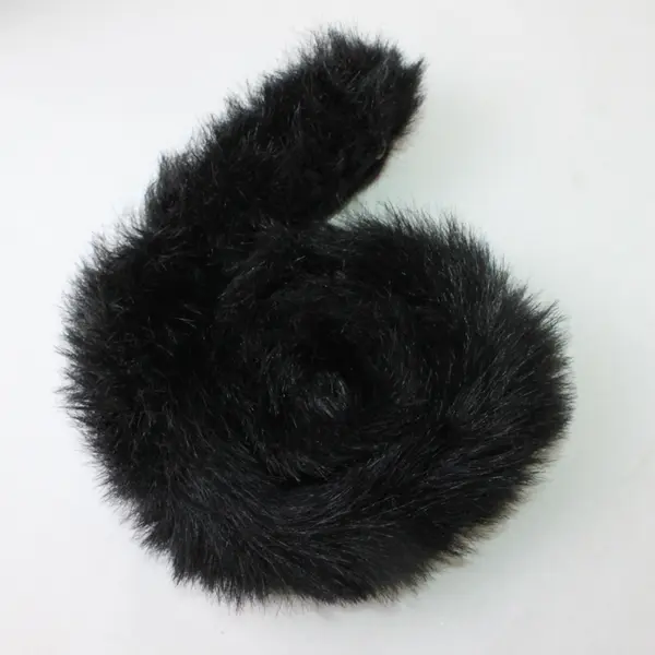 Vintage Black Faux Fur Collar Snap-On/Detachable Coat Collar - 32"Lx3"W