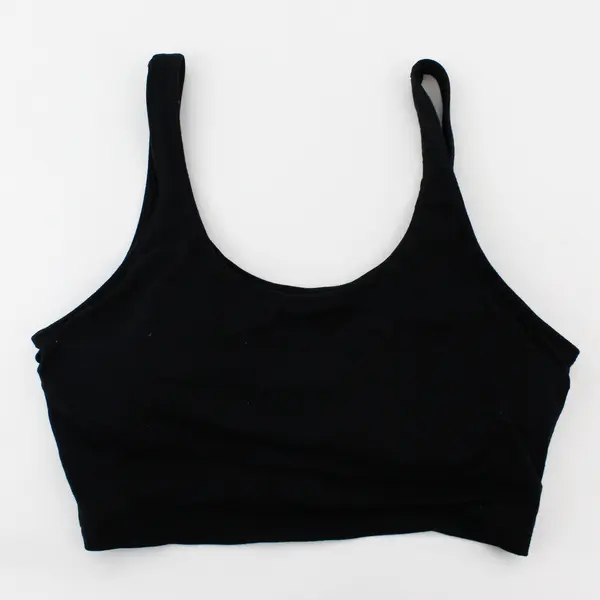 Lands' End Solid Black Sports Bra Women's Medium