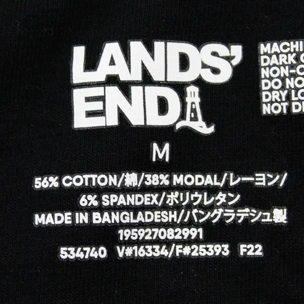 Lands' End Solid Black Sports Bra Women's Medium