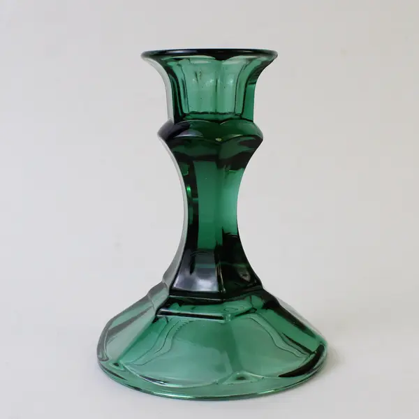 Lot of 6 Crystal Glass Candle Holders Clear & Green Decorative