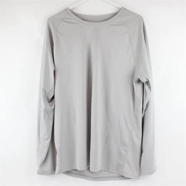 Light Gray Long-Sleeved Activewear T-Shirt Men's Large
