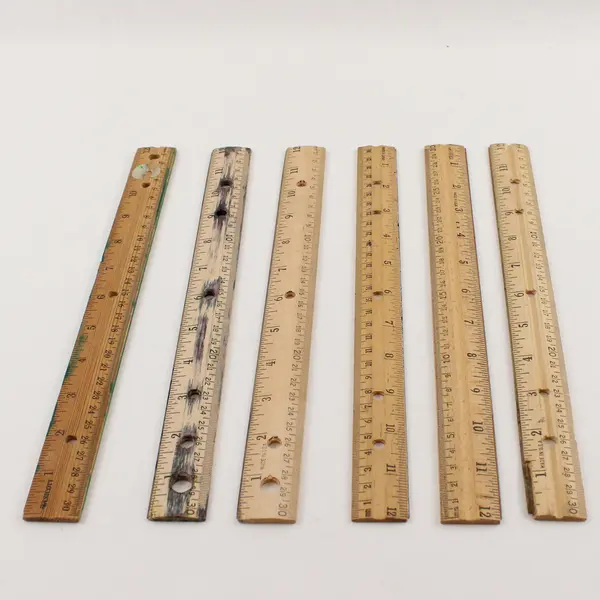 Lot Of 6 Assorted Solid Wooden Rulers 12 Inch/1 Foot