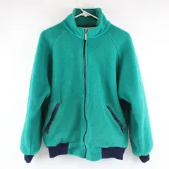 VTG L.L. Bean Teal Green & Navy Fleece Zip-Up Jacket Women's Large