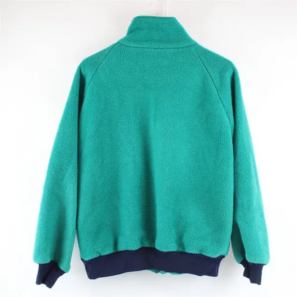 VTG L.L. Bean Teal Green & Navy Fleece Zip-Up Jacket Women's Large