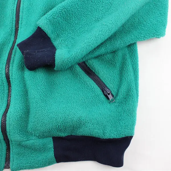 VTG L.L. Bean Teal Green & Navy Fleece Zip-Up Jacket Women's Large