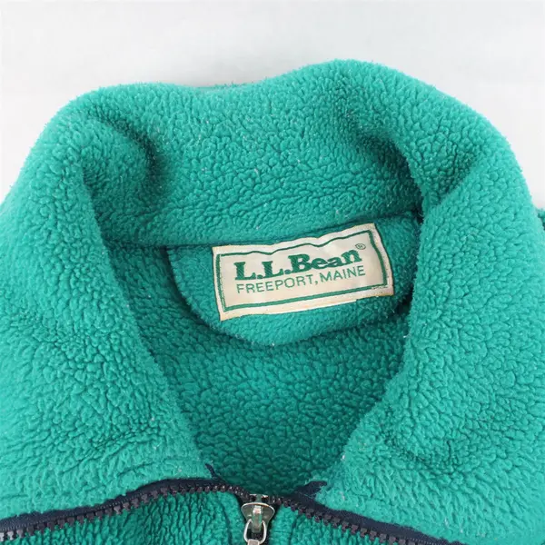 VTG L.L. Bean Teal Green & Navy Fleece Zip-Up Jacket Women's Large