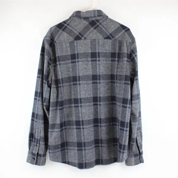 Chaps Gray and Blue Plaid Flannel Button-Up Men's Large