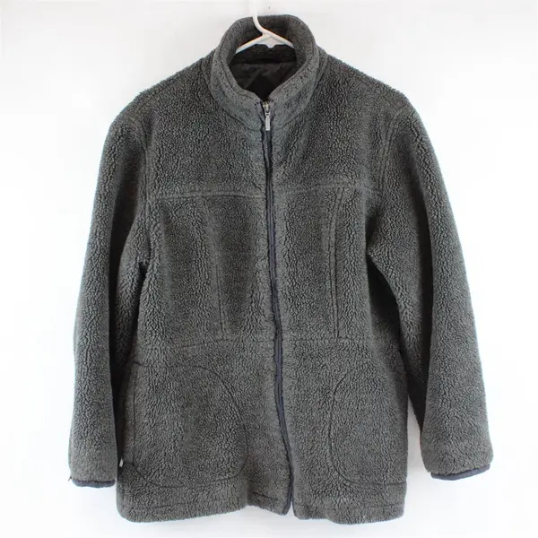Maurices Dark Gray Sherpa Stand Collar Zip-Up Jacket Women's Medium