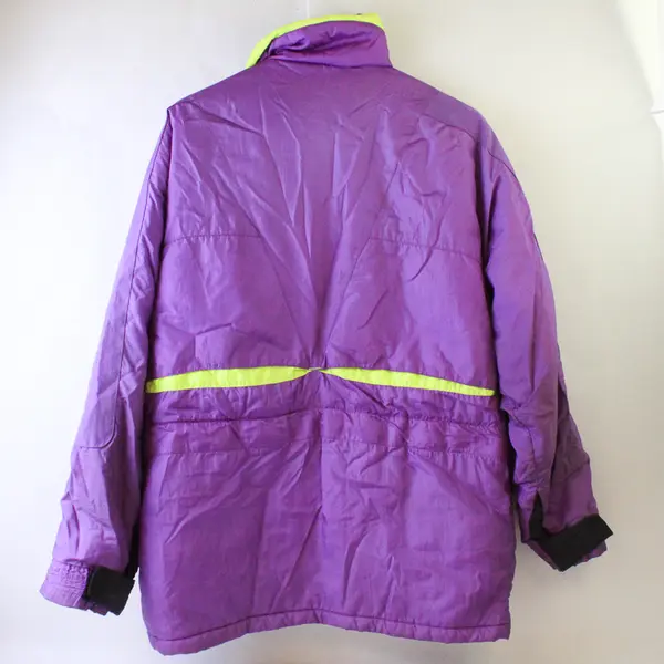 VTG Mountain Goat Purple & Neon Yellow Insulated Jacket Women's Medium FLAWED