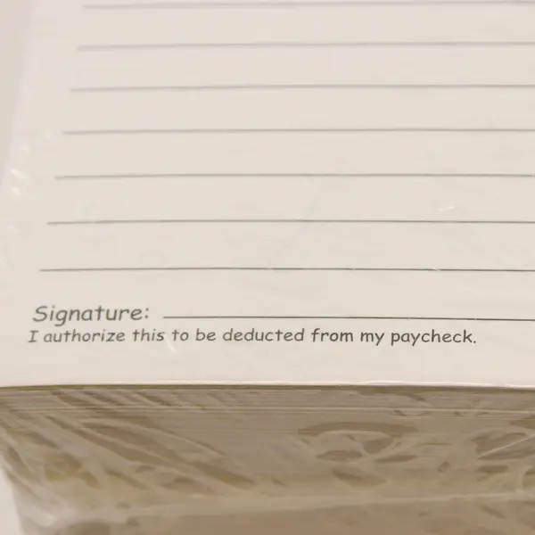 Lot Of 3 Unbranded White Paper Product Purchases Notepad Employee Deductions