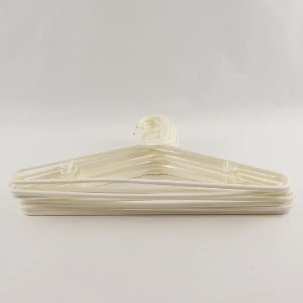 Lot of 10 White Plastic Clothes Hangers with Strap Hooks