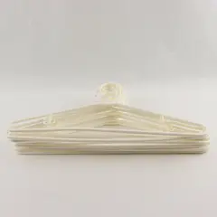 Lot of 10 White Plastic Clothes Hangers with Strap Hooks