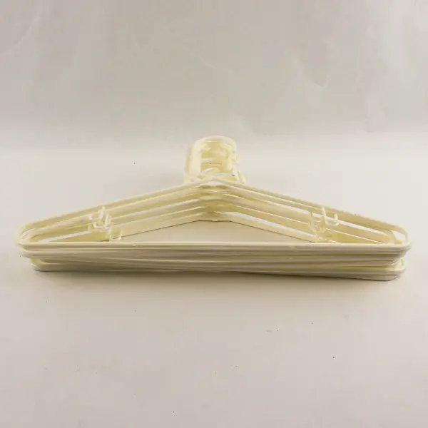Lot of 10 White Plastic Clothes Hangers with Strap Hooks