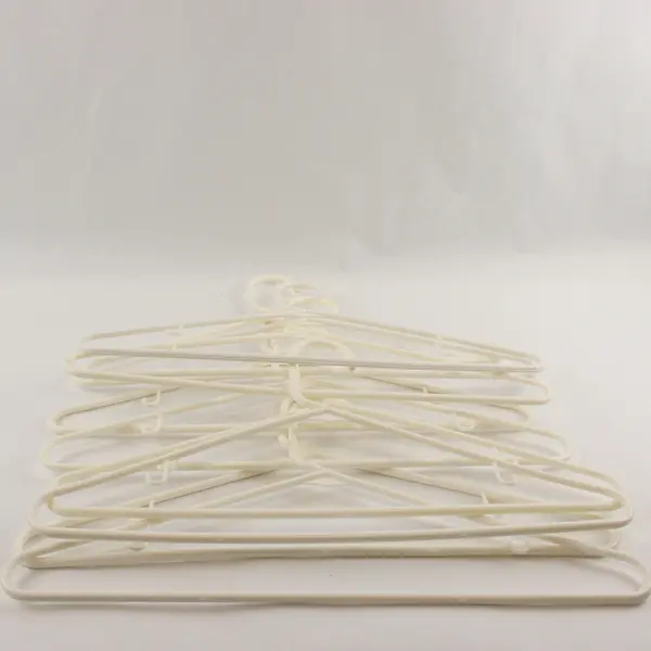 Lot of 10 White Plastic Clothes Hangers with Strap Hooks