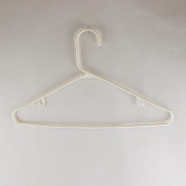 Lot of 10 White Plastic Clothes Hangers with Strap Hooks