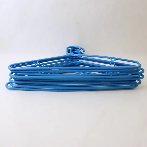 Lot of 10 Blue Plastic Clothes Hangers with Strap Hooks