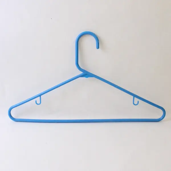 Lot of 10 Blue Plastic Clothes Hangers with Strap Hooks