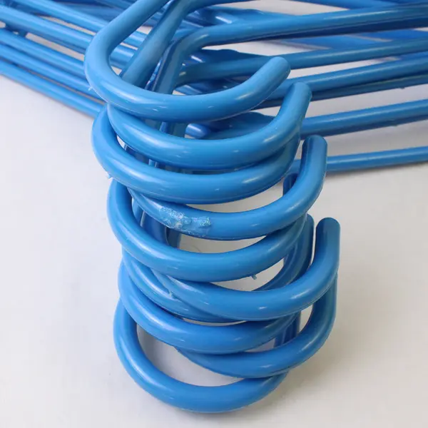 Lot of 10 Blue Plastic Clothes Hangers with Strap Hooks